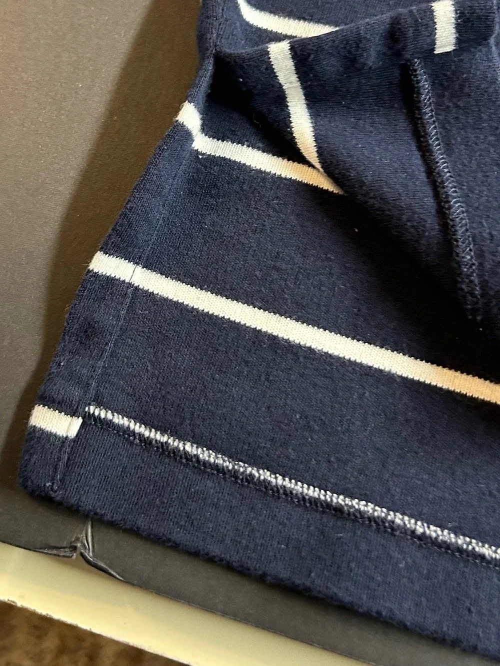 Ralph Lauren Navy and White Striped Polo with Red Pony